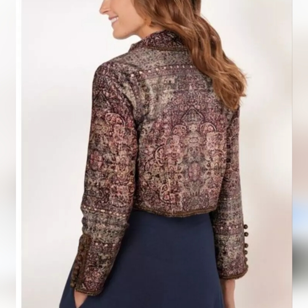 Soft Surroundings  Icon Velvet Bolero Urbina Umber Coat Jacket Large - Picture 3 of 10